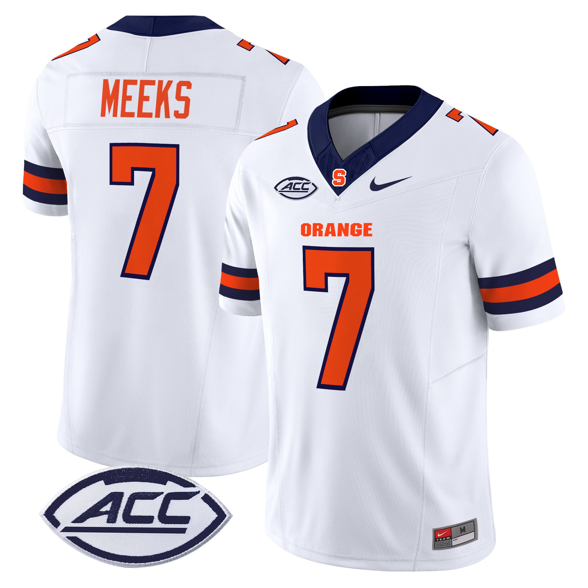 Men Syracuse Orange #7 Meeks White Nike 2024 Vapor Limited NCAA Jersey->customized ncaa jersey->Custom Jersey